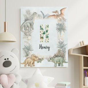 Dinosaur Personalised Name Monogram H Nursery Poster