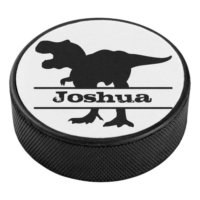 Dinosaur Personalised Name T-Rex Hockey Puck (3/4)