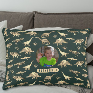 Dinosaur Personalized Boys Photo and Name Decorative Cushion