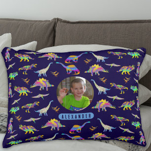Dinosaur Personalized Boys Photo and Name Decorative Cushion