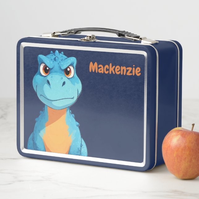 Dinosaur Personalized Name Metal Lunch Box (In Situ)