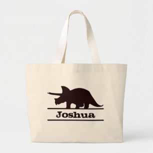 Dinosaur Personalized Name Triceratops Tote Bag