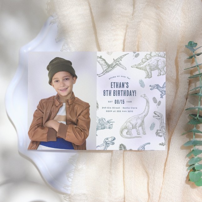 Dinosaur Photo Birthday Party Invitation (Creator Uploaded)
