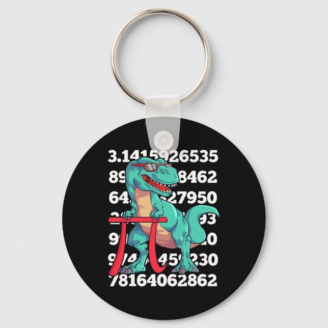 Dinosaur Pi Day T Rex Funny Math 3.14 Teacher Stud Key Ring (Front)
