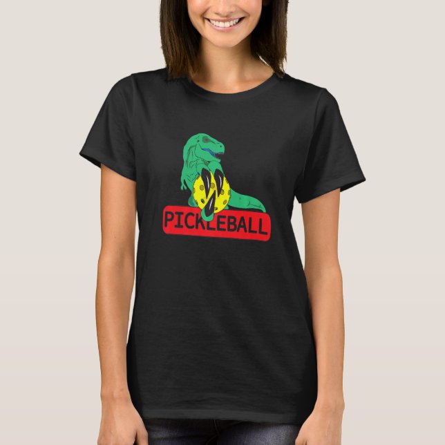 Dinosaur Pickleball Player T-Shirt (Front)