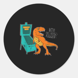 Dinosaur Pinball Wizard Arcade Machine Player Pict Classic Round Sticker