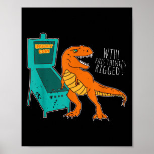 Dinosaur Pinball Wizard Arcade Machine Player Pict Poster
