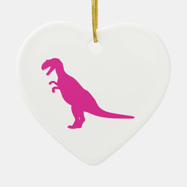 Dinosaur Pink Ceramic Tree Decoration (Front)