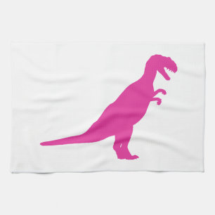 Dinosaur Pink Tea Towel