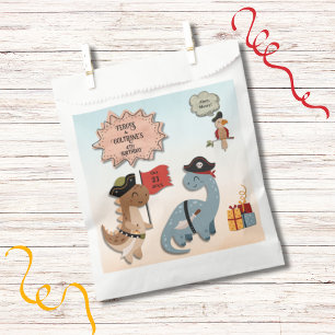Dinosaur Pirate Birthday Party Twin Boys Custom Favour Bag