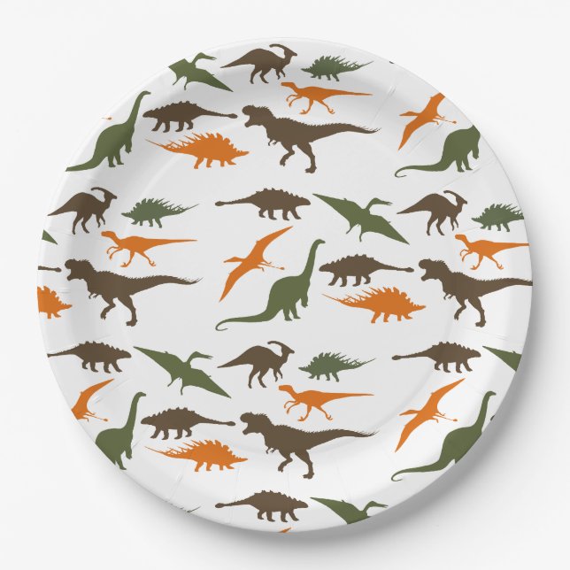 Dinosaur Plate, Birthday Party Paper Plate (Front)