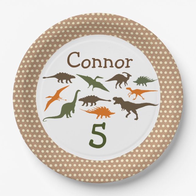 Dinosaur Plate, Personalised Paper Plate (Front)