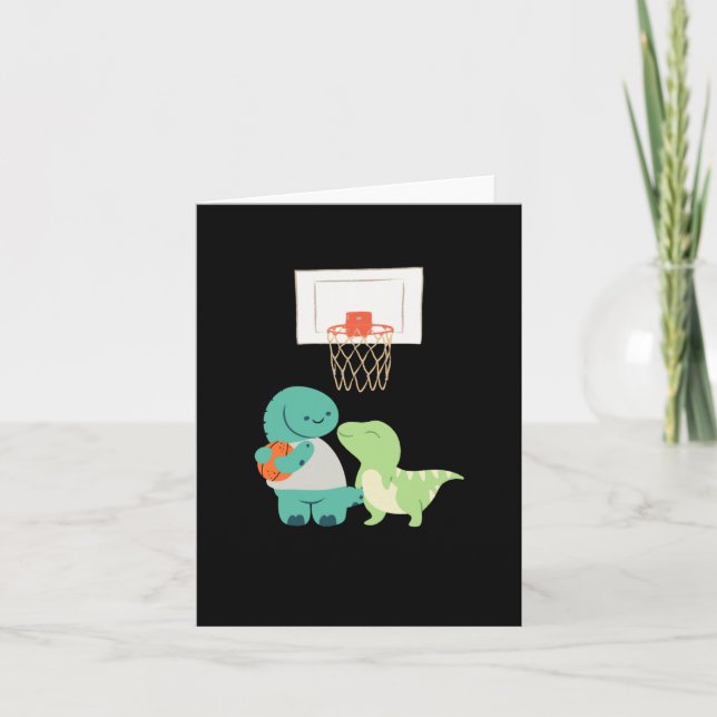 Dinosaur Playing Basketball - Cute  Card (Front)