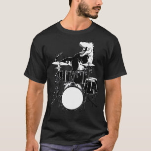 Dinosaur Playing Drums Reptile Animal Graphic T-Shirt