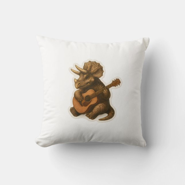 Dinosaur Playing Guitar Cushion (Front)