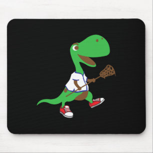 Dinosaur Playing Lacrosse Cool Dino Team Sport Gif Mouse Pad