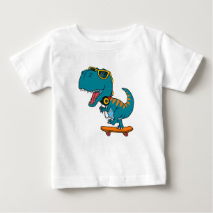 dinosaur playing skateboard baby T-Shirt