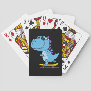 dinosaur playing skateboard cards