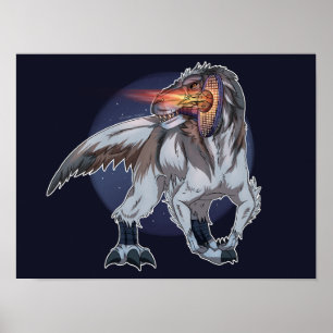 Dinosaur Playing Tennis Poster