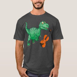 Dinosaur Playing Violin Funny Good Dinosaur Violin T-Shirt