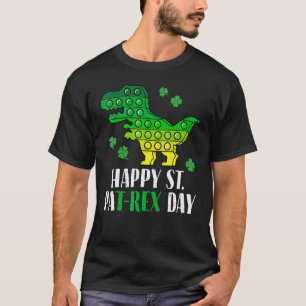 Dinosaur Popper Happy T Rex St Patrick's Day Irish T-Shirt