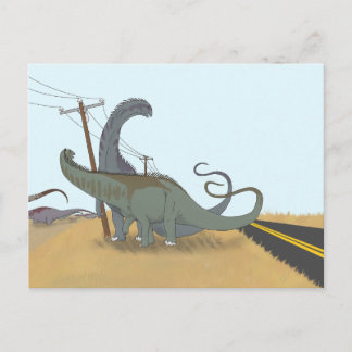 Dinosaur postcard - Diplodocus shoving match