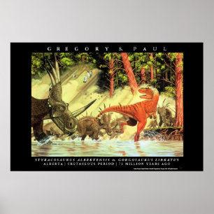 Dinosaur Poster Styracosaurs Gorgosaurus Greg Paul