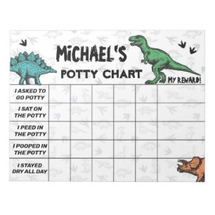 Dinosaur Potty Chart Personalised Name & Tasks Notepad