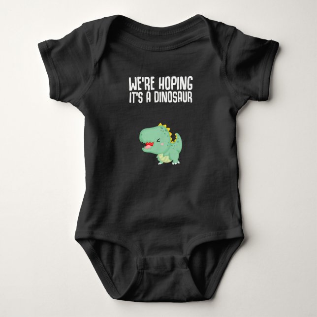 Dinosaur Pregnancy Announcement Dino Joke Baby Bodysuit (Front)