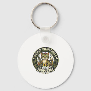 Dinosaur Prehistoric Cat Cat Graphic Tee Art - Din Key Ring