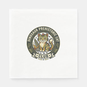 Dinosaur Prehistoric Cat Cat Graphic Tee Art - Din Napkin