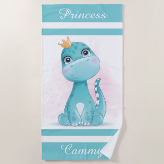 Dinosaur Princess Beach Towel