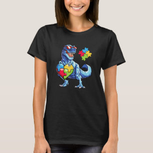 Dinosaur Puzzle Piece Autism Awareness Boys 1 T-Shirt