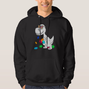 Dinosaur Puzzle Piece  Autism Awareness Boys Kids  Hoodie