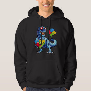 Dinosaur Puzzle Piece Autism Awareness Boys Kids M Hoodie