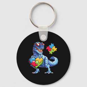 Dinosaur Puzzle Piece Autism Awareness Boys Kids M Key Ring