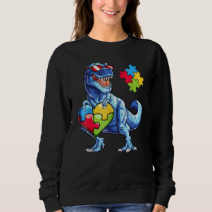 Dinosaur Puzzle Piece Autism Awareness Boys Kids M Sweatshirt