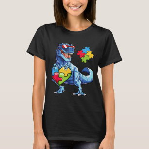 Dinosaur Puzzle Piece Autism Awareness Boys Kids M T-Shirt