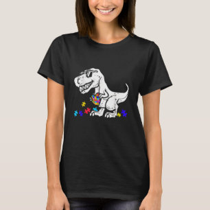 Dinosaur Puzzle Piece Heart Autism Awareness Boys  T-Shirt