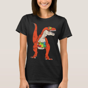 Dinosaur Raptor Colourful Puzzle Autism Awareness T-Shirt