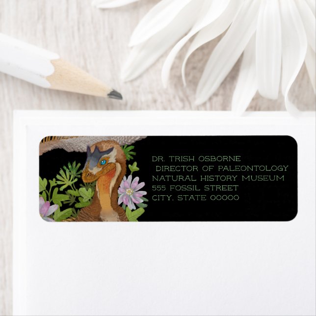 Dinosaur Raptor Jungle Art  Return Address Label (Insitu)