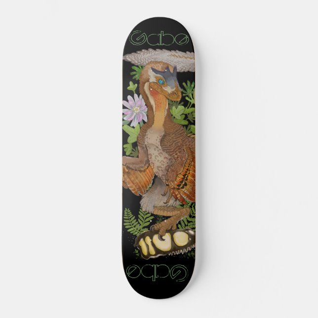 Dinosaur Raptor Jungle Art Skateboard (Front)