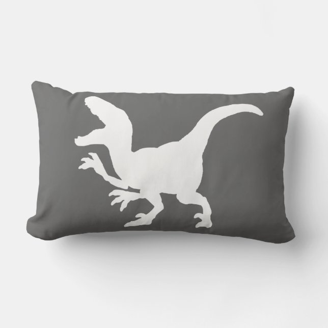 Dinosaur Raptor Silhouette Lumbar Cushion (Front)