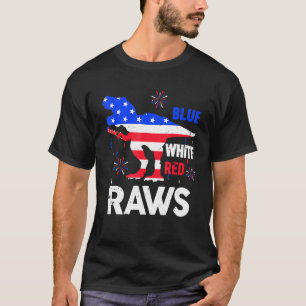 Dinosaur Rawr American Flag Patriotic Blue Red Whi T-Shirt
