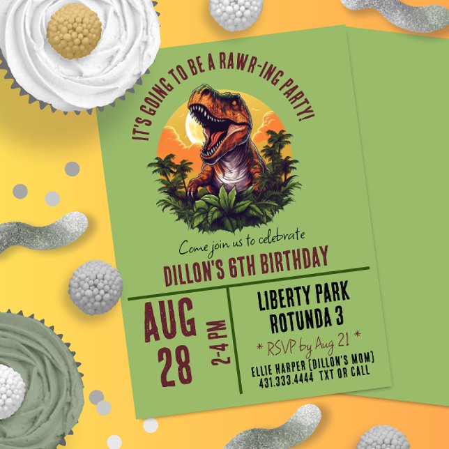 Dinosaur Rawr Birthday Invitation (Creator Uploaded)