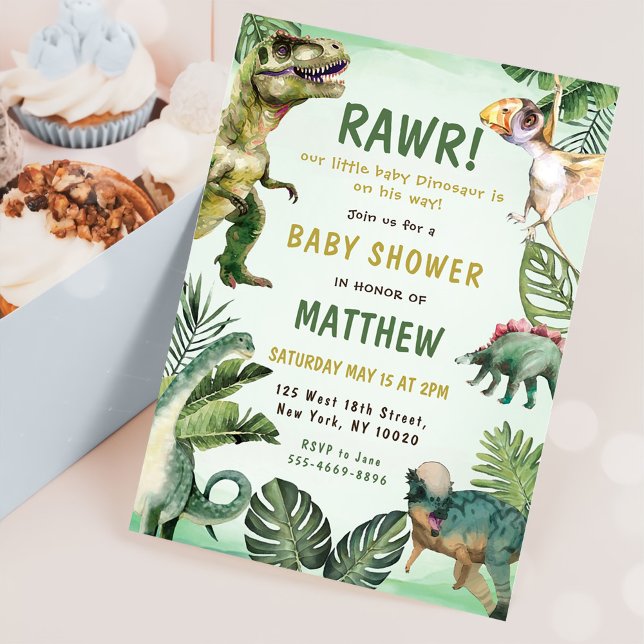 Dinosaur Rawr Boy Baby Shower Party Invitation (Creator Uploaded)