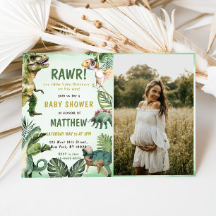 Dinosaur Rawr Boy Baby Shower Party Photo Invitation