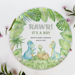 Dinosaur RAWR It's a Boy Baby Shower  Paper Plate