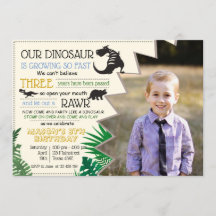 Dinosaur Rawr Personalise Image Birthday RSVP