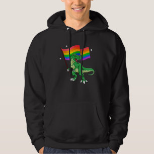 Dinosaur Rawr Pride Parade Gay & Lesbian Rainbow F Hoodie